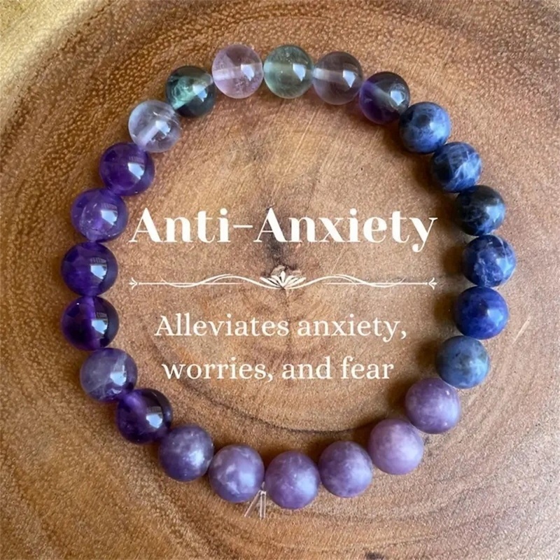 8 มม.ลูกปัด Anti-Anxiety Healing สร้อยข้อมือหิน Alleviates ความวิตกกังวล Worries และ Fear หินธรรมชาติสร้อยข้อมือลูกปัดยืดหยุ่นสําหรับผู้ชายและผู้หญิงแฟชั่นเครื่องประดับของขวัญ