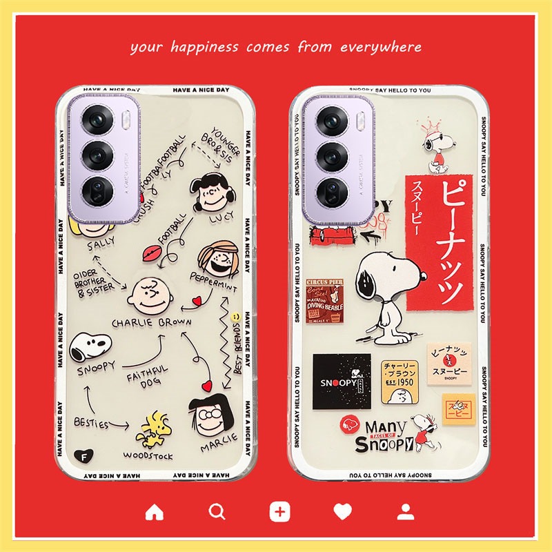 เคสโทรศัพท์ OPPO Reno 12 Pro 5G 11F 11 Pro 10 Pro+ Reno11 F A60 A79 A18 A38 A58 A78 A98 A17k A17 A77s A77 A57 Reno 8T 8Z 8 7 7Z New Casing Cute Cartoon Phone Case Ins Snoopy soft Cover ออปโป้ ออปโป้A60 Reno12Pro Reno12 OPPOA79 Reno11Pro Reno11F รีโน่11F