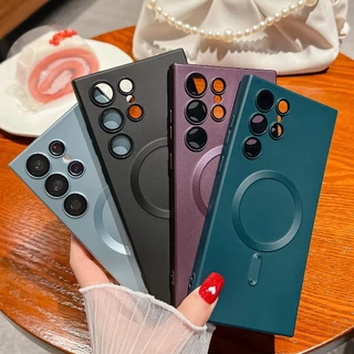 หรูหรา Matte ปลอกแม่เหล็กสําหรับ Samsung Galaxy S25 Ultra S24 Ultra S23 S22 S21 S23 S25 FE S26 Ultra กันกระแทกนุ่มกรณี