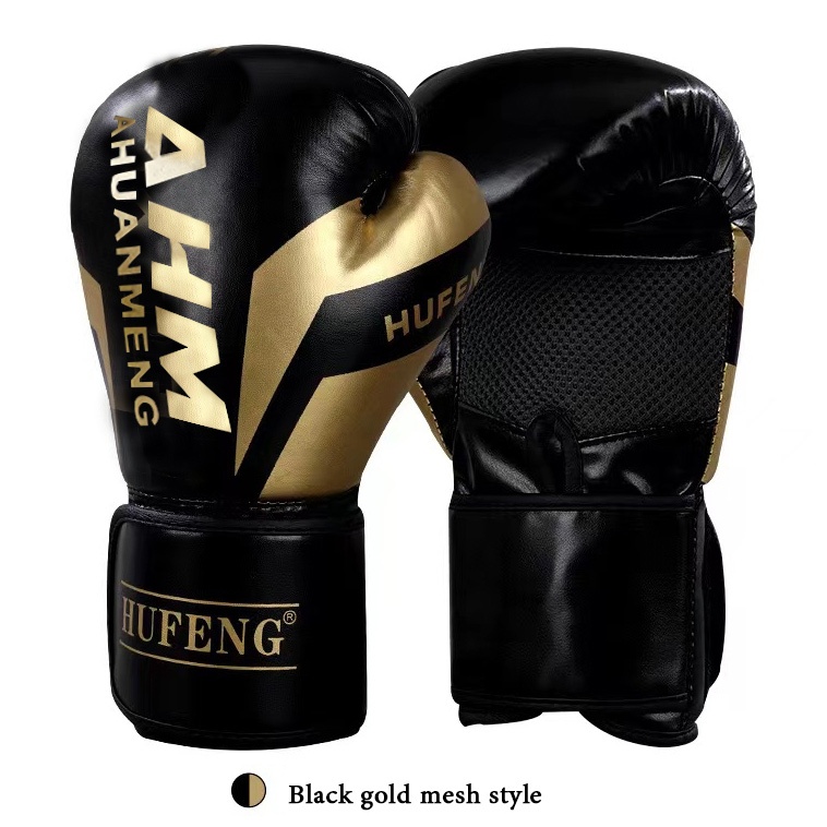 นวมชกมวย นวมชกมวยผู้ใหญ่ 10-12 ออนซ์ นวมชกมวย2คู่ ปรับขนาดได้ หนัง PU ถุงมือฝึกซ้อม Boxing Glove