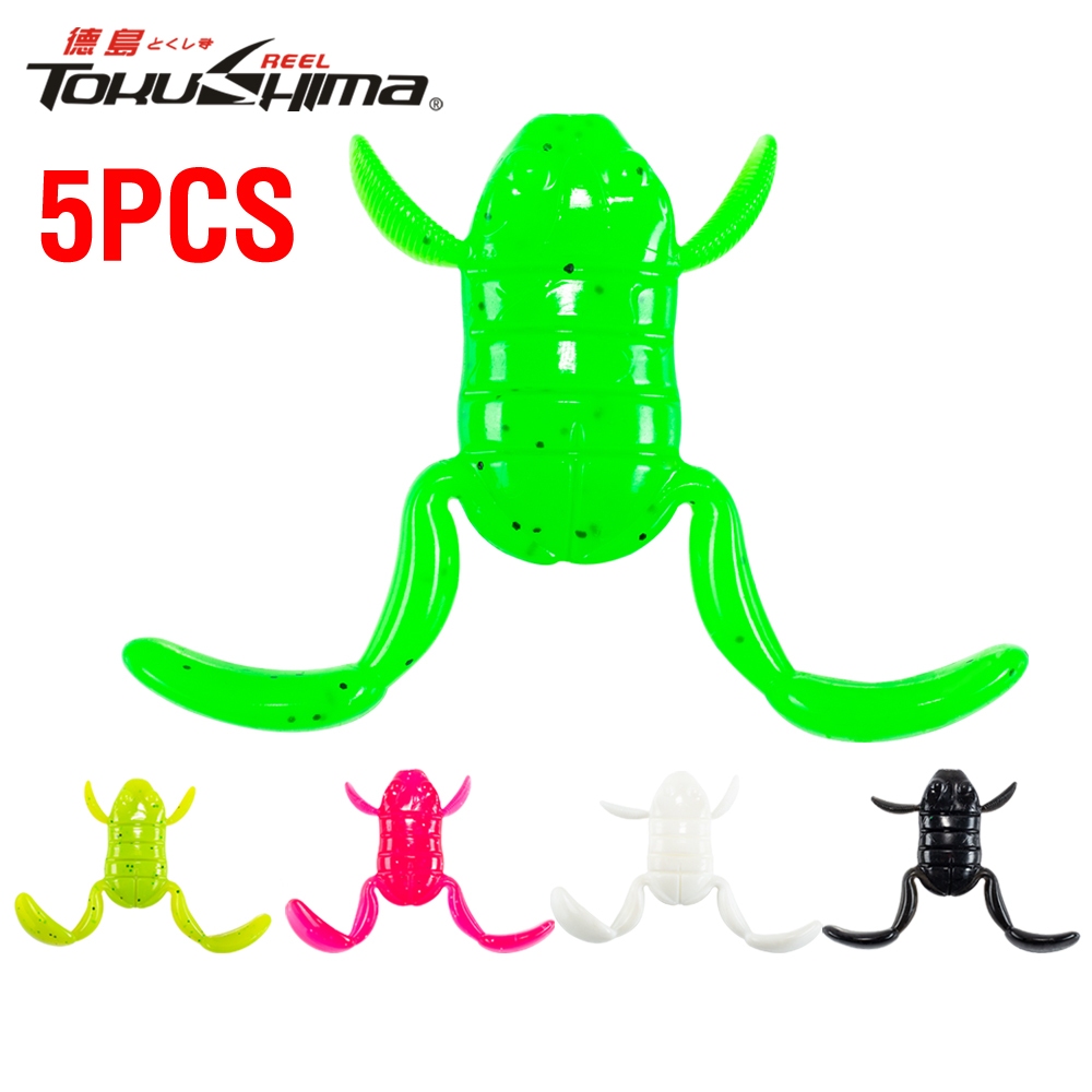 5pc Soft Frog 5/10g ตกปลาลอย Lure กบประดิษฐ์ซิลิโคน Swimbait Topwater Casting Lure พลาสติก Kicking กบเหยื่อ – โปรปัง