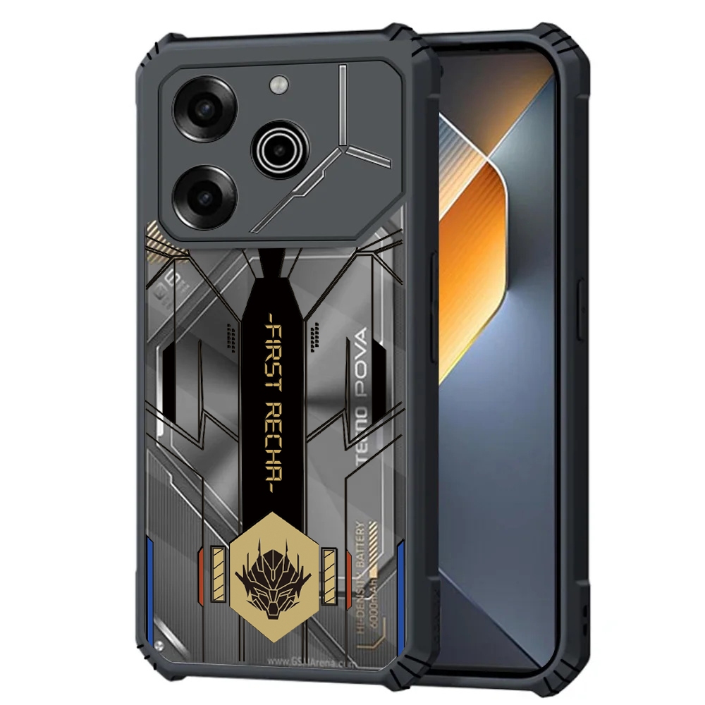 ปลอกสําหรับ Tecno Pova 6 Neo กรณีถุงลมนิรภัยกันกระแทกโปร่งใสรูปแบบเลเซอร์สําหรับ Tecno Pova 6 5 4 Pro Neo 3 2 สําหรับ [หุ่นยนต์]