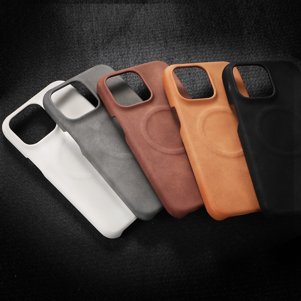 แม่เหล็กชาร์จผิว PU หนังสําหรับ iPhone 12 13 14 15 16 Pro Max 14 15 Plus กันกระแทกปกหลัง