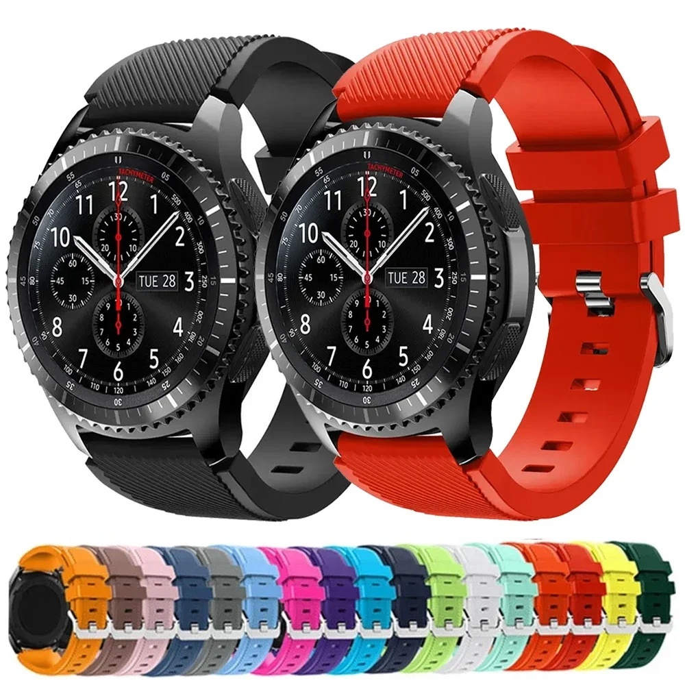 20 มม.22 มม.สําหรับ Samsung Galaxy Watch 5/6/4/3/46 มม./active 2/Gear s3 Frontier/Sport สร้อยข้อมือซิลิโคน Huawei GT 4/3/2/2E สายคล้อง