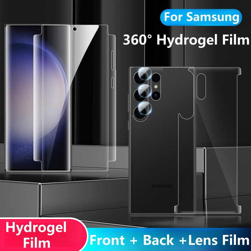 360 °  ฟิล์มด้านหน้า+ด้านหลัง Samsung Galaxy S24 S23 Ultra S23 Plus S22+S21+Note20 S22 Ultra Hydrogel Film ฟิล์มกันรอยหน้าจอ