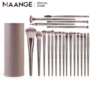 MAANGE 20 ชิ้น ชุดแปรงแต่งหน้า - ขนแปรงนุ่ม มาพร้อมกล่องเก็บหนัง อุปกรณ์แต่งหน้าสำหรับมืออาชีพ 5748