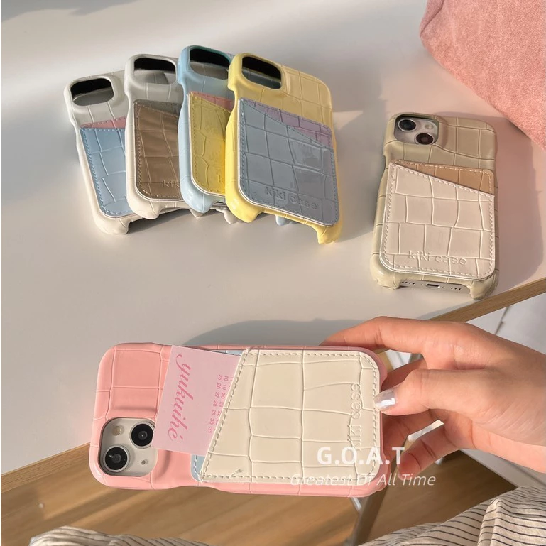 🚀G.O.A.T🟣🔵 สีหนังจระเข้ 6 กระเป๋าการ์ดสีสําหรับ iPhone 17 pro max iPhone 17 16 12 15 14 13 Pro Max iPhone 15 14 16 plus iPhone 11 soft casing เคส iPhone ป้องกัน anti-drop ฝาหลังกรณี