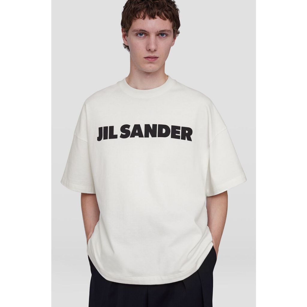 High Street Minimalist สไตล์ขนาดใหญ่หลวมพิมพ์ตัวอักษรสุภาพสตรีแขนสั้น Top Men Casual เสื้อยืด