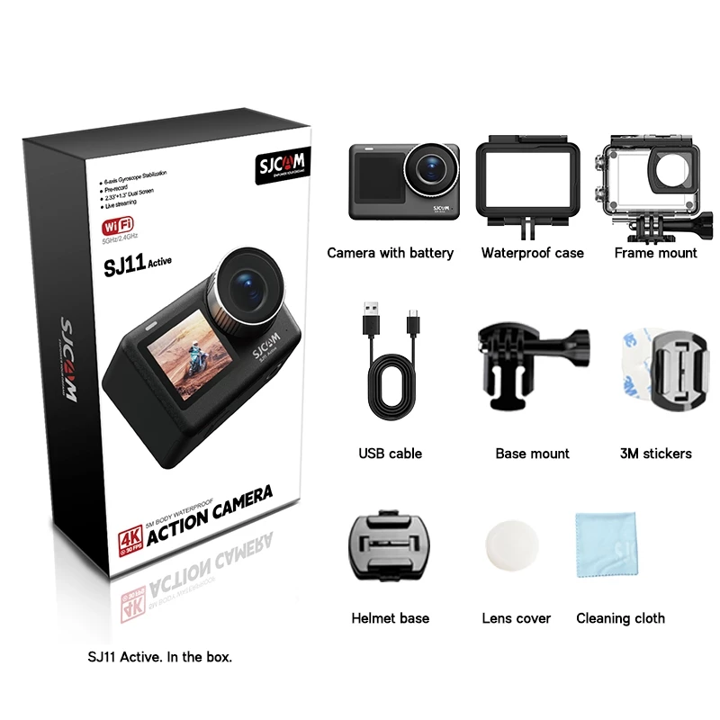 Sjcam SJ11 กล้องแอคชั่นแคมเมรา 4K, ใต้น้ํากันน้ํา 5M, กล้องติดหมวกกันน็อคมอเตอร์ไซค์, การป้องกันการสั่นไหว OIS+EIS, Ultra FOV พร้อม Active HDR, 5G WiFi, thumbnail 9