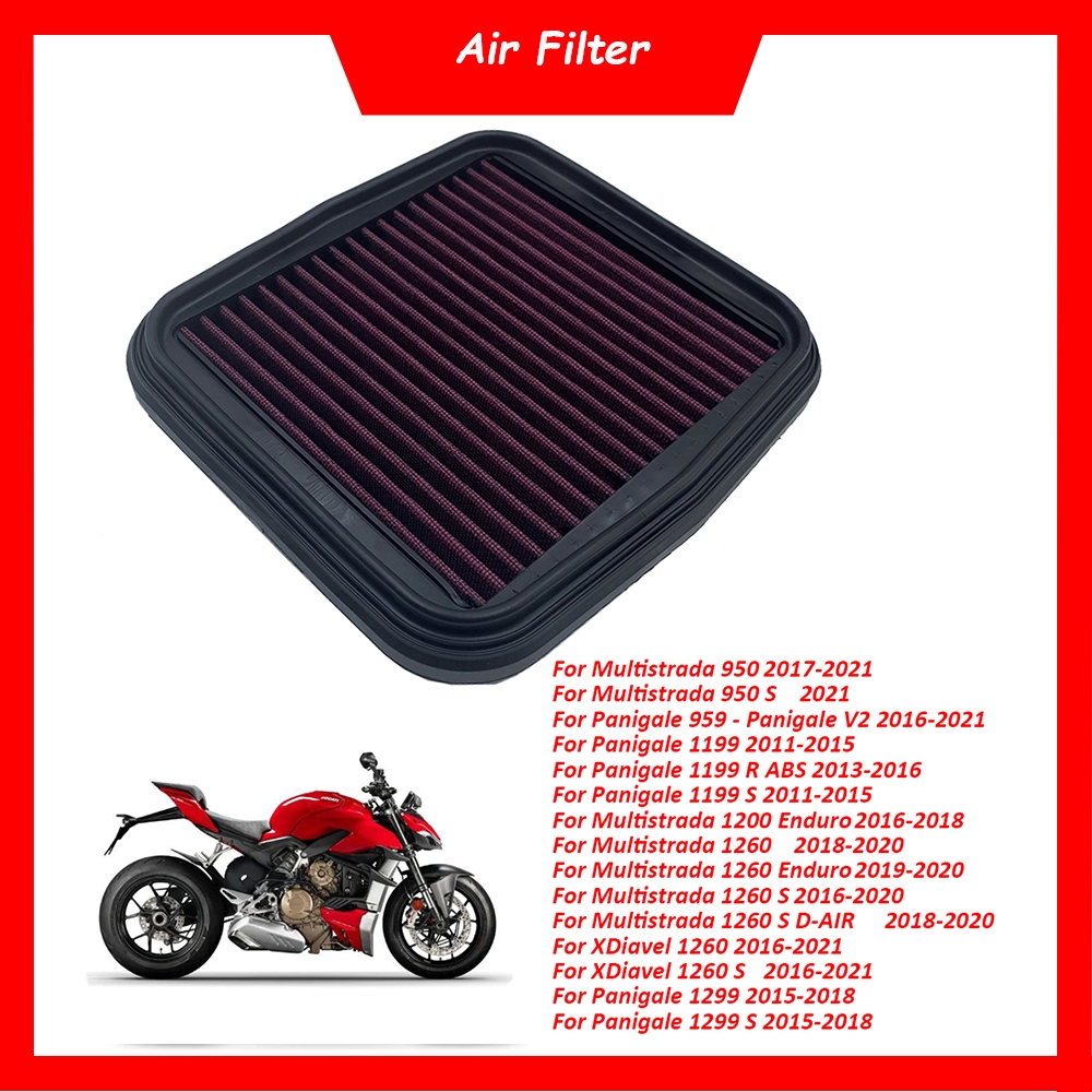 รถจักรยานยนต์กรองอากาศทําความสะอาดไหลสูงกรองอากาศสําหรับ Ducati Multistrada 950 1200 1260 Enduro V2 Panigale 959 1199 1299