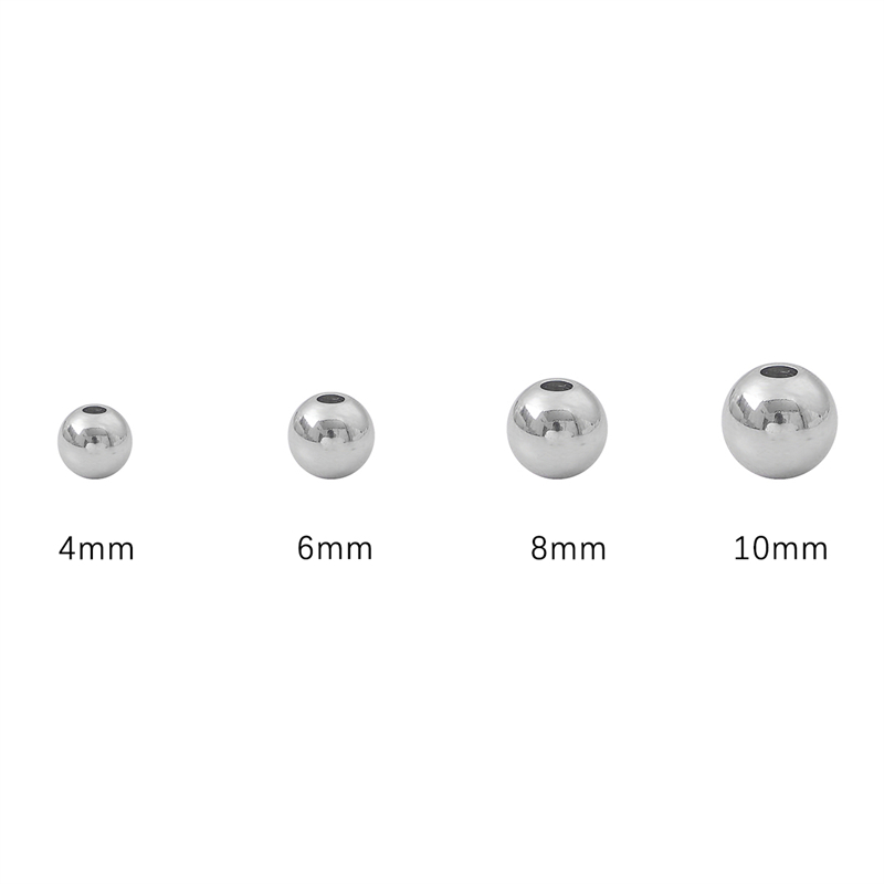 ลูกปัดกลมสแตนเลส 4-10mm สำหรับ DIY งานเครื่องประดับทำสร้อยข้อมือและสร้อยคอ - รูปที่ 2