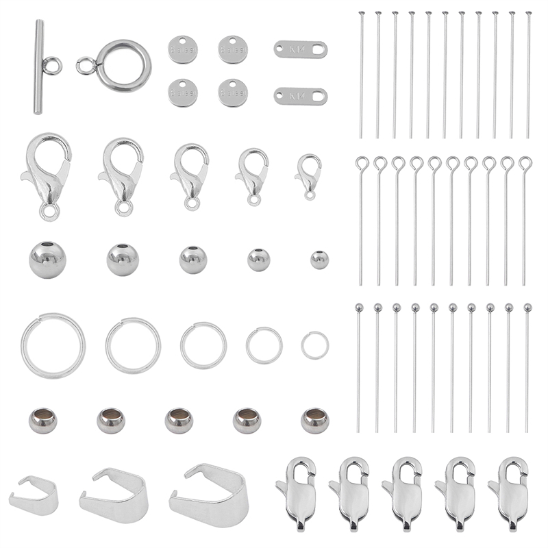 อุปกรณ์เครื่องประดับสแตนเลสแหวนกระโดดกระเป๋าหัวเข็มขัดเมล็ดแตงโมหัวเข็มขัดกุ้งก้ามกราม Clasp Ball Crimp End ลูกปัดขยายหัวเข็มขัด T-Pin Eye หัวเข็มสําหรับ DIY เครื่องประดับ Makin
