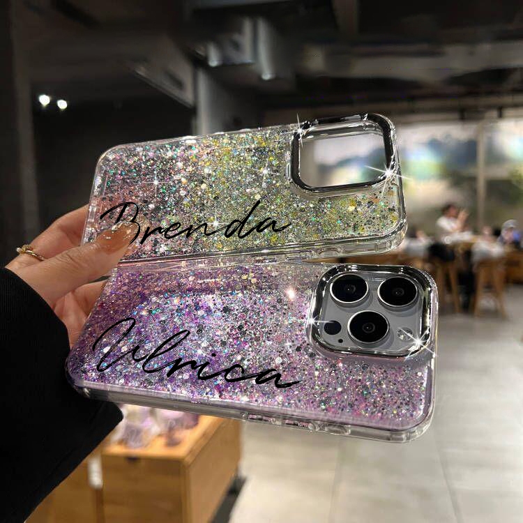 เคสโทรศัพท์ชื่อที่กําหนดเองไล่โทนสีใหม่เหมาะสําหรับเคสเคสไอโฟน 16 pro max 14 13 12 11 15 pro max