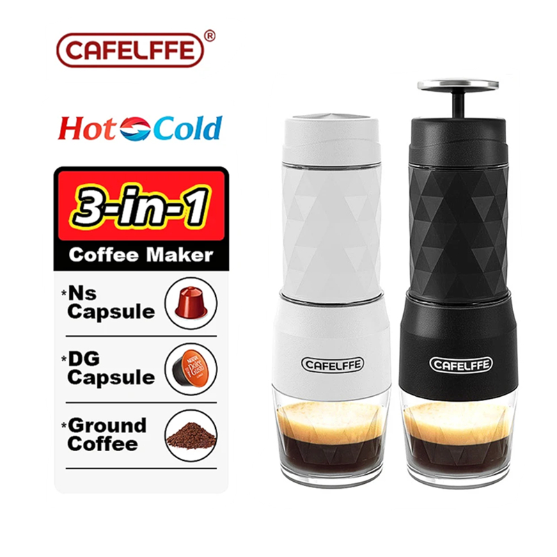 Cafelffe 3 In 1 เครื่องชงกาแฟแคปซูลกาแฟ แบบพกพา สําหรับแคปซูล และผงกาแฟ