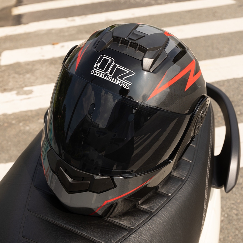 หมวกกันน็อคโมดูลาร์รถจักรยานยนต์มาตรฐาน ORZ Dual Lens Flip Up Racing Helmet Unisex