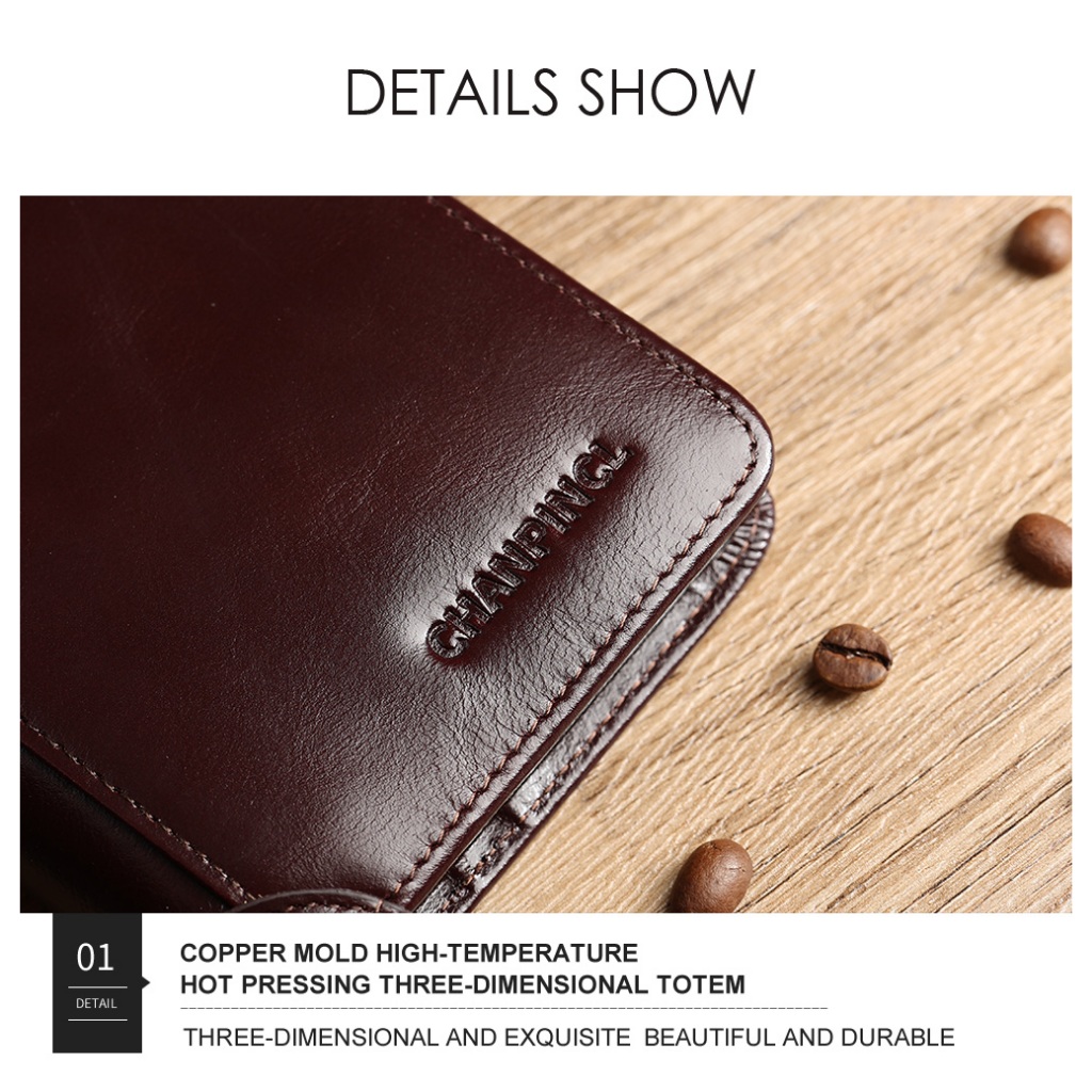 หนังวัวแท้ CHANPINCL แบรนด์ขายร้อนกระเป๋าสตางค์ผู้ชายหรูหราสั้น Trifold First Layer Cowhide ผู้ถือบัตรคลาสสิก RFID Blocking กระเป๋าชายธุรกิจแนวตั้งแฟชั่น