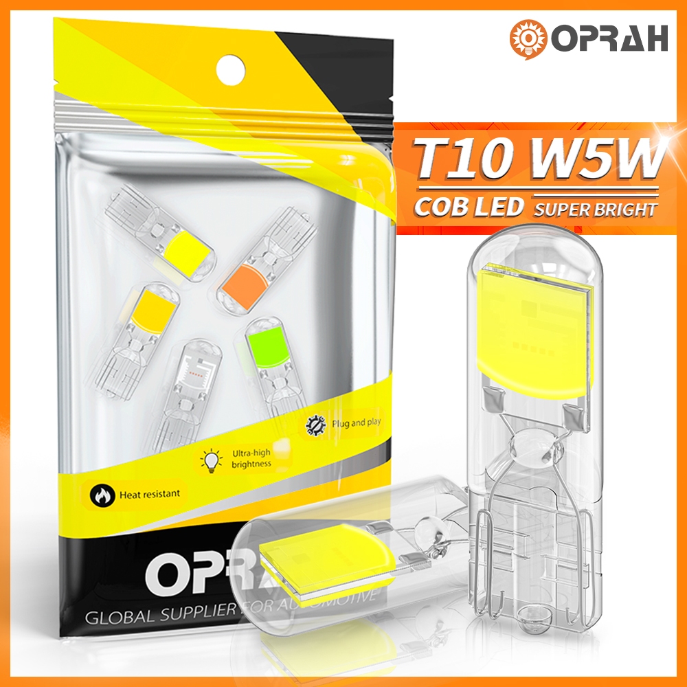 Oprah 2 ชิ้น Super Bright T10 หลอดไฟ LED COB หลอดไฟแก้วที่จอดรถไฟหลังคาไฟเลี้ยว 12 โวลต์