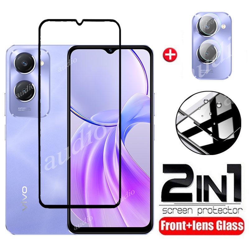 2in1 ฟิล์มกระจกนิรภัยสําหรับ Vivo y28s 5G 2024 ป้องกันหน้าจอ Soft HD เลนส์กล้องฟิล์มสําหรับ Vivo y28