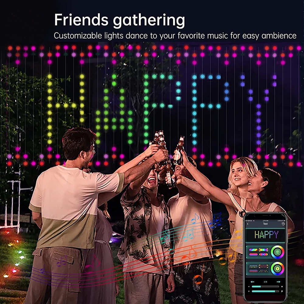สายไฟ RGB Led กันน้ํา อัจฉริยะ พร้อมแอพ รีโมตคอนโทรล DIY สําหรับตกแต่งสวน ปาร์ตี้ คริสต์มาส AC220V - รูปที่ 2
