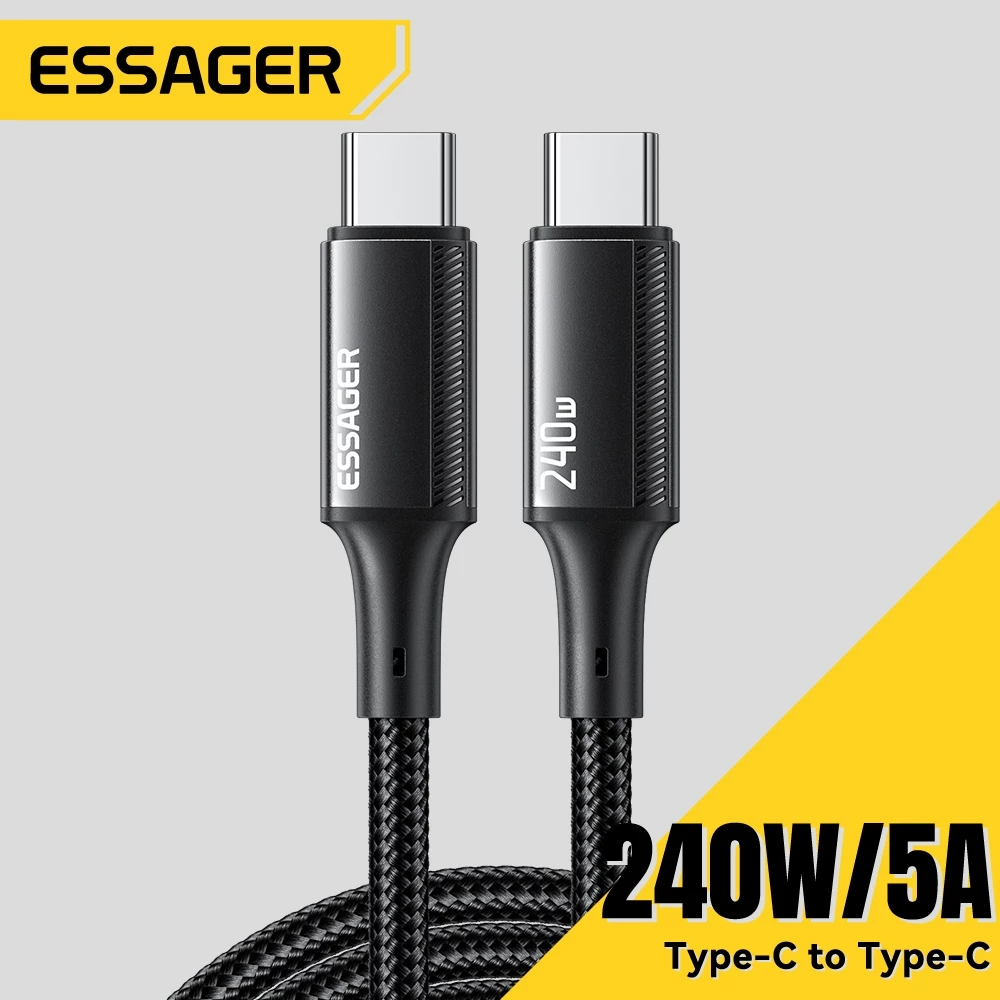 Essager 240W 5A PD3.1 Type-C ถึง Type-C สายชาร์จข้อมูลอย่างรวดเร็วรองรับแล็ปท็อป Padt & โทรศัพท์