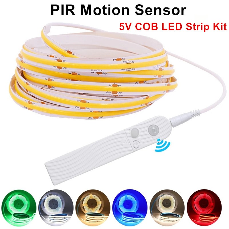 กล่องแบตเตอรี่ PIR Motion Sensor COB ชุดไฟ LED Strip
