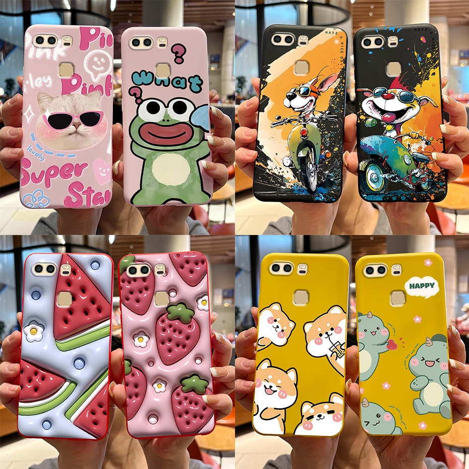 สําหรับ Huawei P9 (EVA-L09) กรณี Matte หมีน่ารักการ์ตูนกบรูปแบบซิลิโคนอ่อนนุ่มสําหรับ Huawei P9 P 9 เคสโทรศัพท์