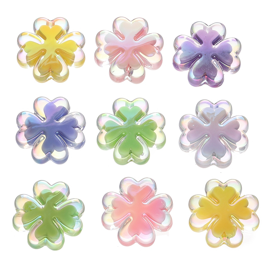 ลูกปัดอะคริลิคโคลเวอร์สี่ใบ 2-5ชิ้น โปร่งใส2สี สำหรับDIYสร้อยข้อมือ สร้อยคอ แฟชั่นสตรีทเกาหลี น่ารักสดใส
