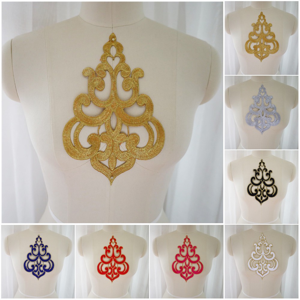 เย็บปักถักร้อย Baroque ดอกไม้ Applique เย็บเหล็กบน Patch สําหรับงานแต่งงานชุดเจ้าสาวเสื้อผ้าเย็บ Trim ผ้าชุดตกแต่ง DIY หัตถกรรม