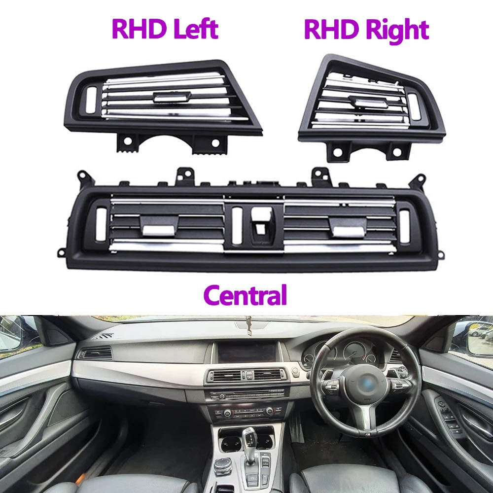 Full Chrome Dashboard Central เครื่องปรับอากาศ AC Vent Grille Outlet สําหรับ BMW 5 Series F10 520 521 523 525 528 530