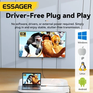 Essager Type-C อะแดปเตอร์วิดีโออลูมิเนียมอัลลอยด์รองรับอินเทอร์เฟซ HDMI,DP,Mini DP,VGA
