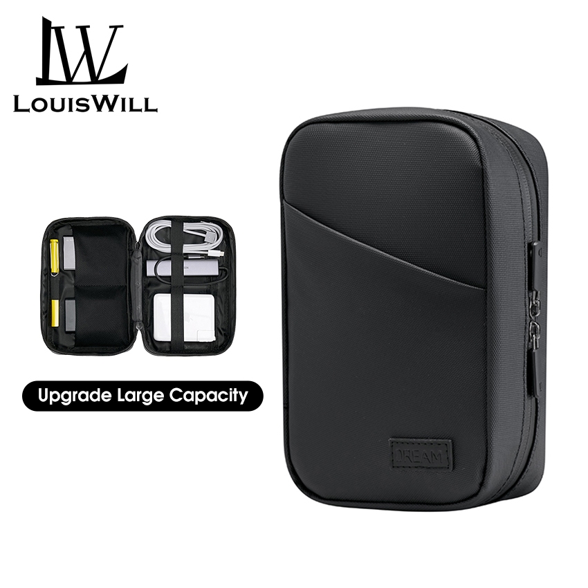 Louiswill Digital Storage Bag USB Cable Storage Bags Travel Organizer Electronic Gadget Bag Multi-Function Pouch Large Cable Organizer Bag Accessories U Disk Hard Drive Headset
