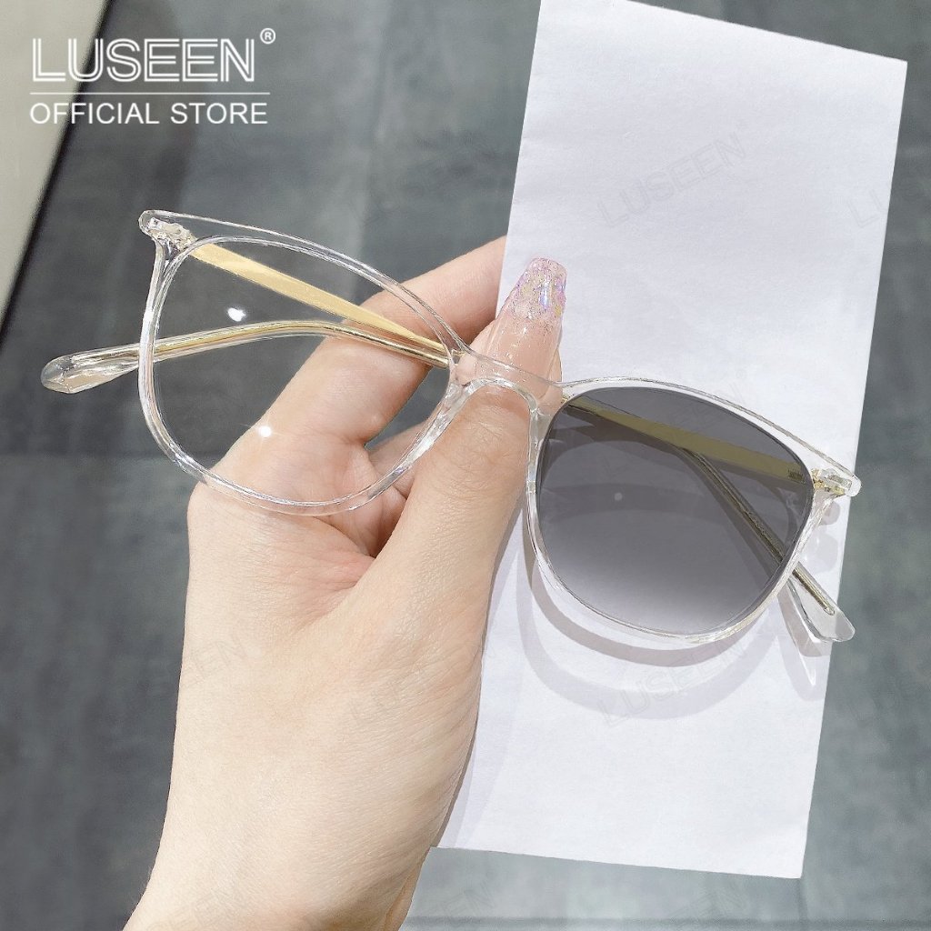 LUSEEN แว่นตา เปลี่ยนสี อัตโนมัติ ป้องกันรังสี กรอบทรงกลม สำหรับ ผู้หญิง ผู้ชาย แว่นตา แฟชั่น ยูนิเซ็กส์ AG2258