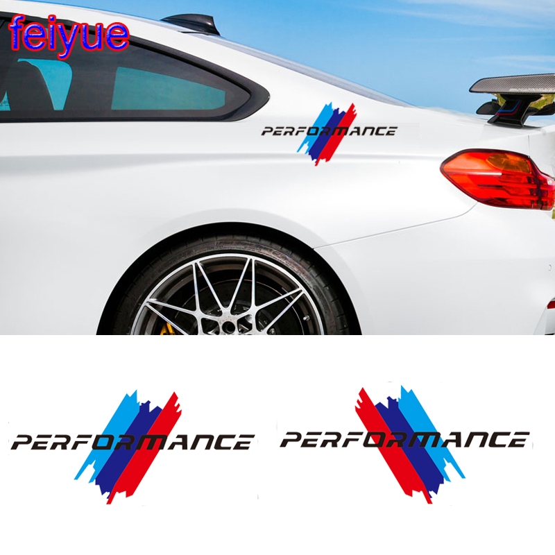 2pcs kk M perfermance รถด้านข้างสติกเกอร์ตกแต่งสําหรับ BMW E46 E60 E90 F10 F20 F30 M1 M2 M3 M4 M5 M6