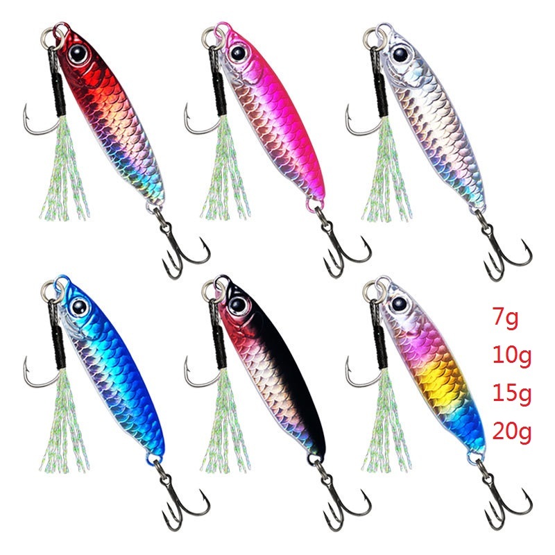 1 ชิ้นตกปลา Lure 7g/10g/15g/20g Jigging Hook Spinner เหยื่อเลเซอร์โลหะ Jig ช้อนตกปลา Tackle