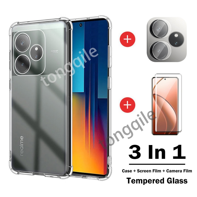 สําหรับrealme GT 6 6T T 5G 2024 GT6 GT6T RealmeGT6 โทรศัพท์ปลอกใสปกหลังกันกระแทกกันชนSoft TPUหน้าจอกล้องเลนส์Protectorฟิล์มกระจกนิรภัย