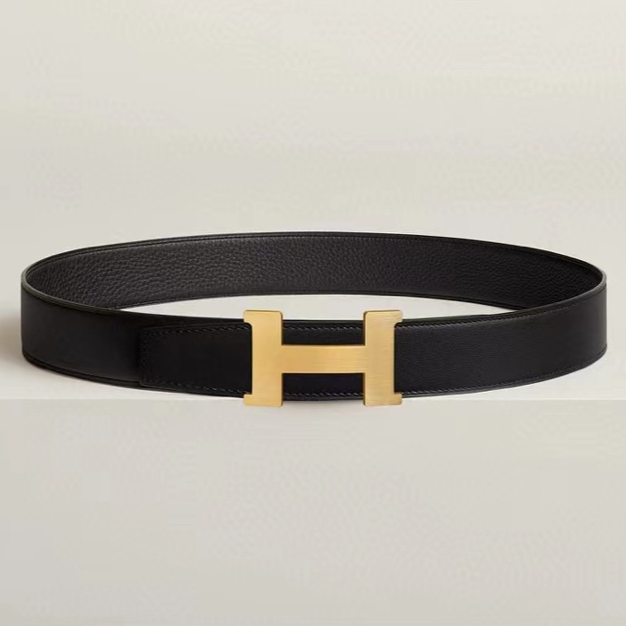 Spot QUALITY 38MM H ผู้ชายสีดํา AU CARRE BELT BUCKLE & REVERSIBLE LEATHER STRAP พร้อมชุดกล่องของขวัญ