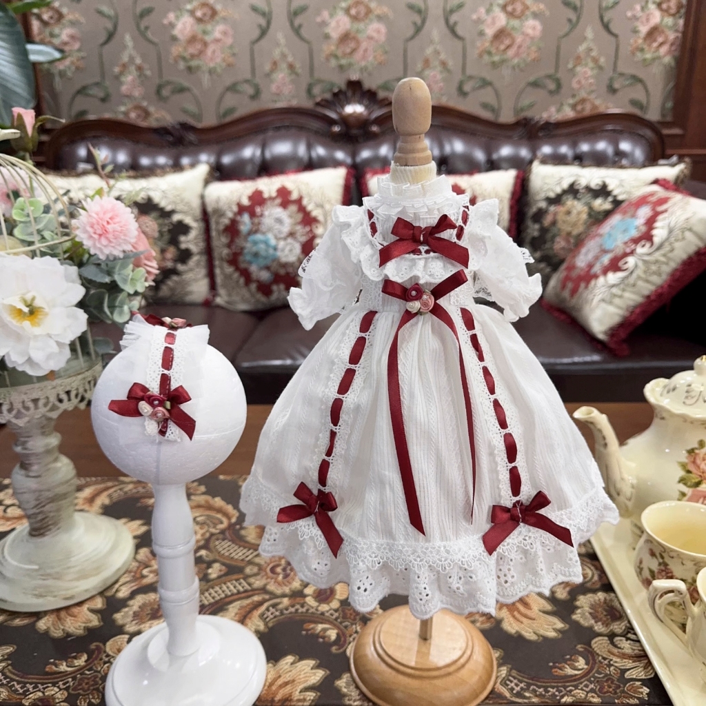 ตุ๊กตา บีเจดี เสื้อผ้า 1/6 1/4 1/3 บลายธ์ กระโปรงชุดเด็กโตตุ๊กตาผ้าฝ้ายสไตล์ย้อนยุค
