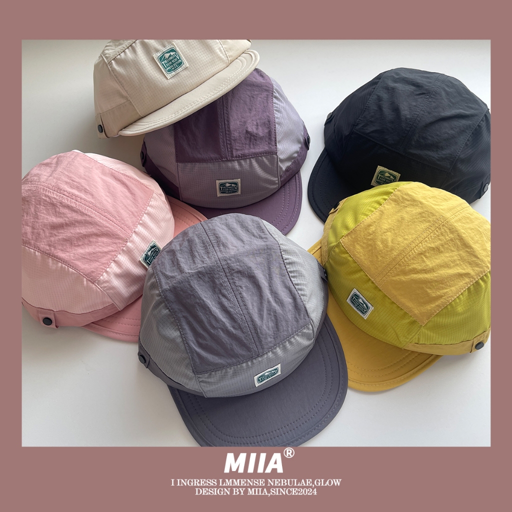 สไตล์ญี่ปุ่น Five-Piece Hill Labeling ปักหมวกเบสบอลแห้งเร็วปีกแบน All-Match Soft Brim Breathable