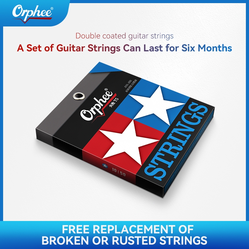 Orphee กีตาร์ Strings เคลือบสองชั้นกันสนิมสายกีตาร์โปร่ง/สายกีตาร์ไฟฟ้า/สายกีตาร์คลาสสิก/สายเบส