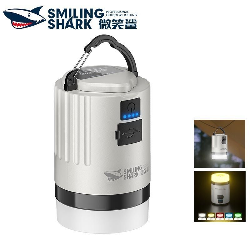 Smiling SHARK ไฟแคมป์กลางแจ้งจอแสดงผลโคมไฟสีสันสดใส