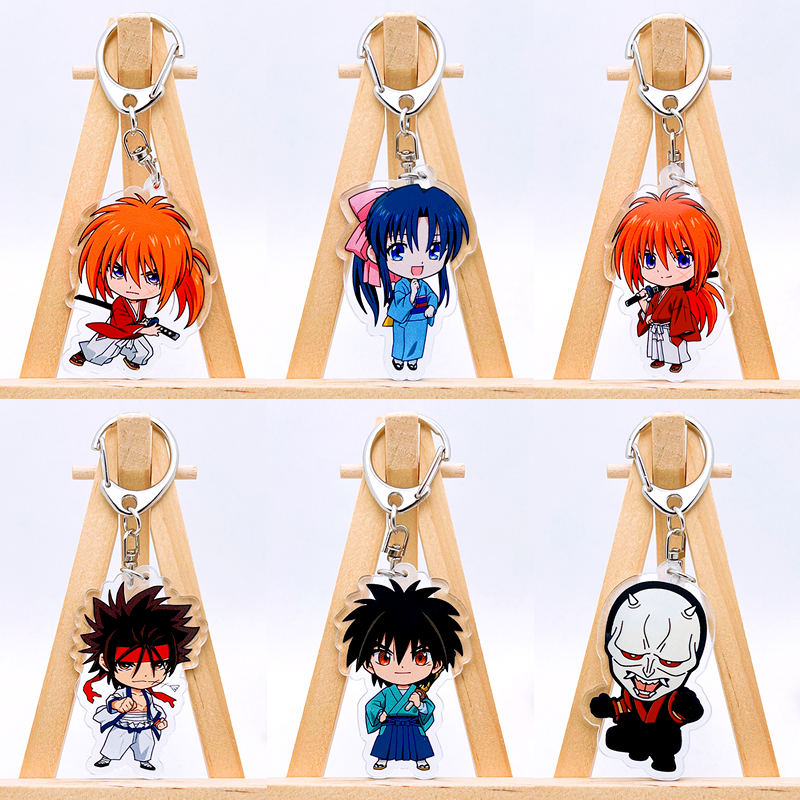 Rurouni KENSHIN พวงกุญแจอะคริลิคอะนิเมะอุปกรณ์เสริมอะคริลิคสองด้านการ์ตูน HIMURA KENSHIN พวงกุญแจน่ารัก Kamiya Kaoru จี้