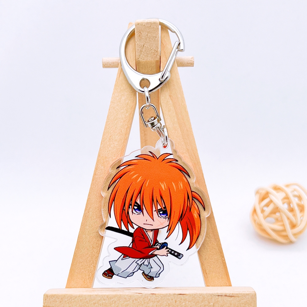 Rurouni KENSHIN พวงกุญแจอะคริลิคอะนิเมะอุปกรณ์เสริมอะคริลิคสองด้านการ์ตูน HIMURA KENSHIN พวงกุญแจน่ารัก Kamiya Kaoru จี้