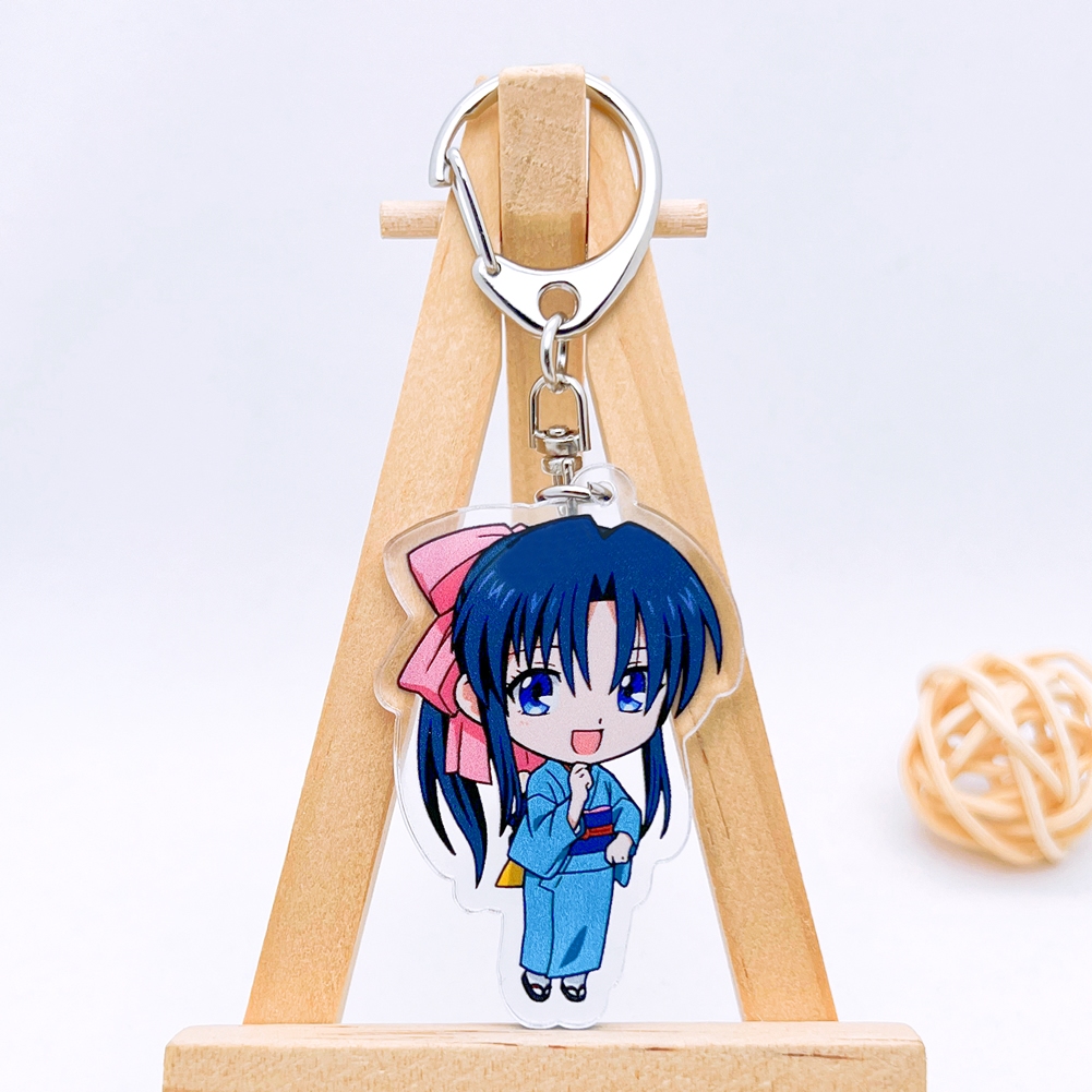 Rurouni KENSHIN พวงกุญแจอะคริลิคอะนิเมะอุปกรณ์เสริมอะคริลิคสองด้านการ์ตูน HIMURA KENSHIN พวงกุญแจน่ารัก Kamiya Kaoru จี้