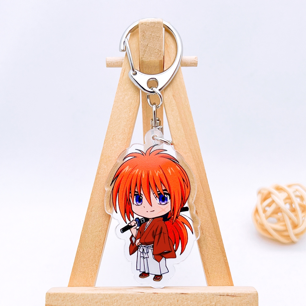 Rurouni KENSHIN พวงกุญแจอะคริลิคอะนิเมะอุปกรณ์เสริมอะคริลิคสองด้านการ์ตูน HIMURA KENSHIN พวงกุญแจน่ารัก Kamiya Kaoru จี้