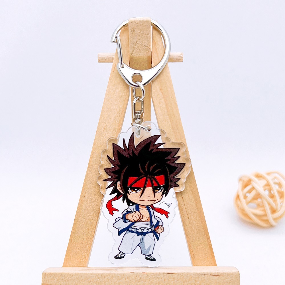 Rurouni KENSHIN พวงกุญแจอะคริลิคอะนิเมะอุปกรณ์เสริมอะคริลิคสองด้านการ์ตูน HIMURA KENSHIN พวงกุญแจน่ารัก Kamiya Kaoru จี้