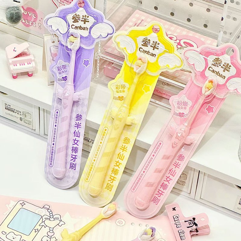 Nyscps Ginseng Half-Star Magic Wand แปรงสีฟัน Fine Soft Bristles ยาสีฟันทําความสะอาดต้านเชื้อแบคทีเรียน่ารัก Fairy