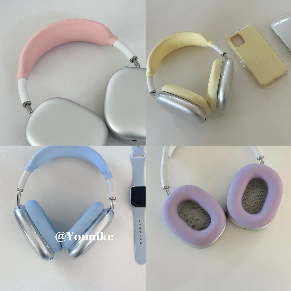 สไตล์เกาหลี ins ซิลิโคนสีทึบเรียบง่าย diy การจับคู่สีหูฟังป้องกันกรณีอุปกรณ์เสริมเปลือกนุ่ม Head Beam Earmuffs รวมทุกอย่าง airpods max เคสป้องกัน
