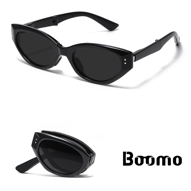 Boomo - แว่นกันแดดโพลาไรซ์แบบพับได้สําหรับผู้หญิงแฟชั่น TR90 แว่นกันแดดตาแมว