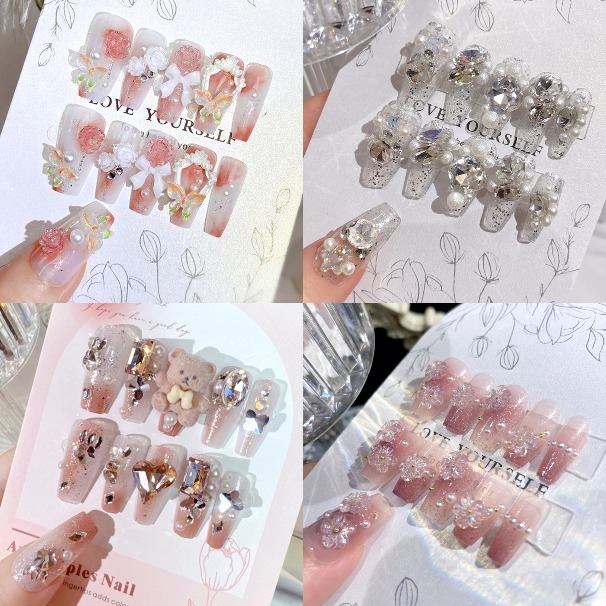 ชุดเครื่องประดับตกแต่งเล็บปลอม ทําเอง 24 ชิ้น