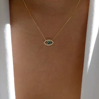 แฟชั่น Retro 18k Gold Plated Blue Evil Eye Blessed สร้อยคอ Rhinestone Lucky สร้อยคอสําหรับผู้ชายและผู้หญิง Vintage เครื่องประดับของขวัญ